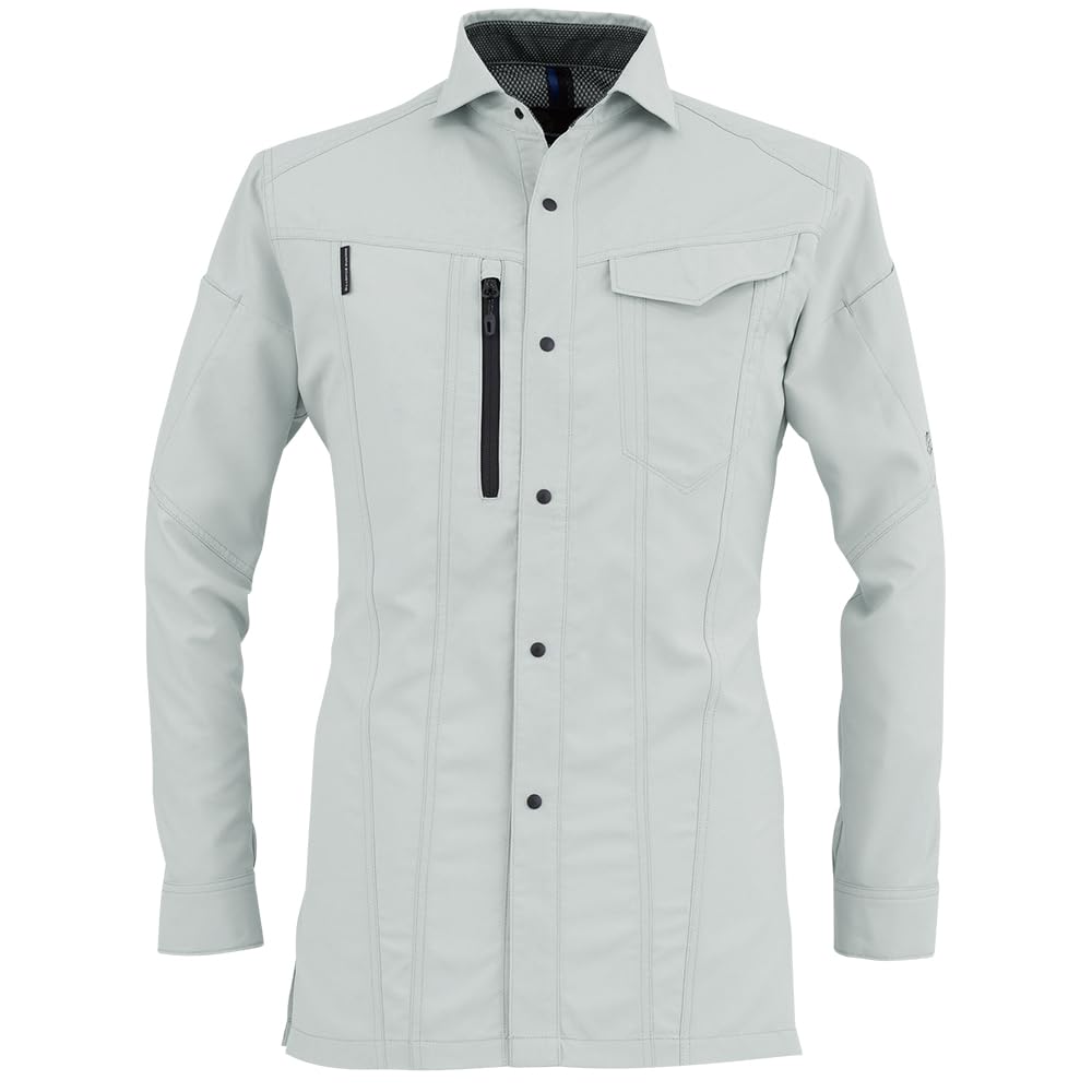 COCOS Nobuoka AE-9058 BOTTLE TECH® Eco Stretch Long Sleeve Shirt, Silver, Size 3L