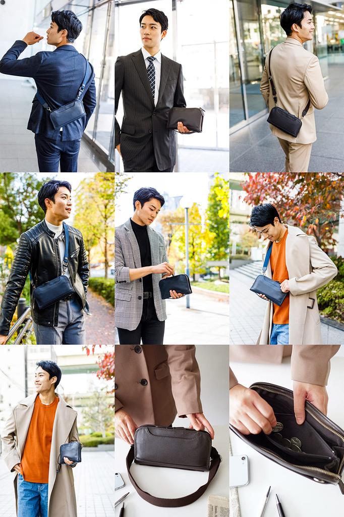 Mini Shoulder Genuine [SONNE] Bag, Leather, Men's, Navy, SO-SOX011-NV