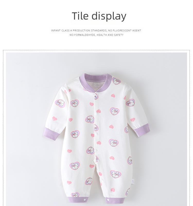 Combed Cotton Long-Sleeved Baby Romper for Newborns - Spring & Autumn