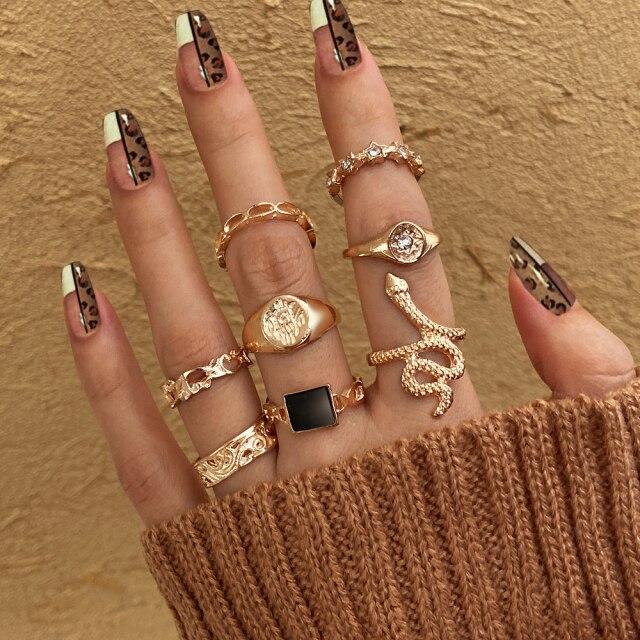 6pcs Vintage Gothic Butterfly Angle Flower Multi Element Ring Set For Women Men Retro Personality Finger Ring Gifts