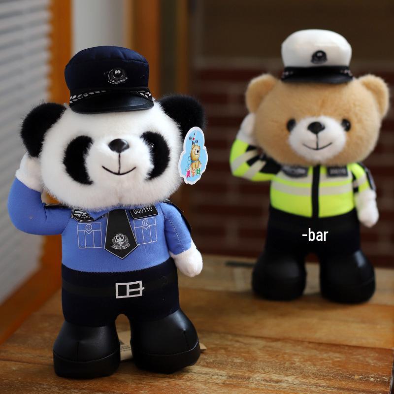 Xiaohongshu Hot-Selling Teddy Bear: Police Officer Panda Motorcycle Ornament