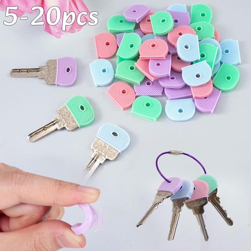 5-20pc Color Key Cap Covers Elastic Key Identification Organizer Soft Silicone Topper Easy Identify Universal Protection Cover