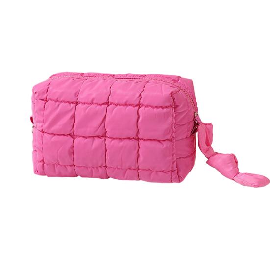 Cotton Makeup Bag Zipper Closure Large Capacity Cosmetic Pouch Cotton Check Lining Small Items Makeup Case
