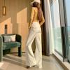 Rice apricot slightly pulled jeans women's early spring new high-waisted straight tube loose and thin, no legs, horn pants