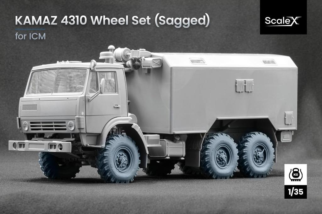 Truck Wheel Set Plastic Model Parts SCXWM35008S Scale-X 1/35 KAMAZ-4310 Weight-Deforming (7 Pieces) (for ICM) (Military Vehicle)