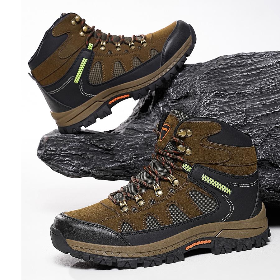 Men's Autumn/Winter High-Top Leather Outdoor Boots Anti-Slip Trail Hiking Sports Shoes Large Sizes