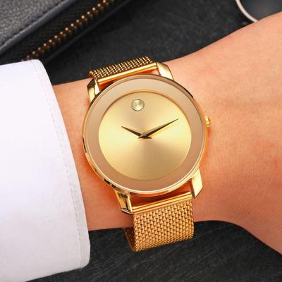 Ceas de mână elegant cu cuarț cu curea ultra-subțire din oțel inoxidabil, rezistent la apă, unisex