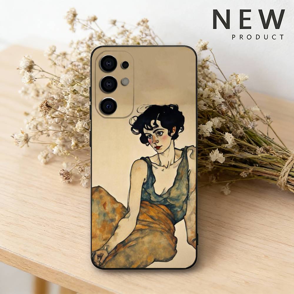 E-Egon S-Schiele Art Phone Case For Samsung S26,25,24,23,22,21,20,30,Ultra,Plus,Fe,Lite Black Shell