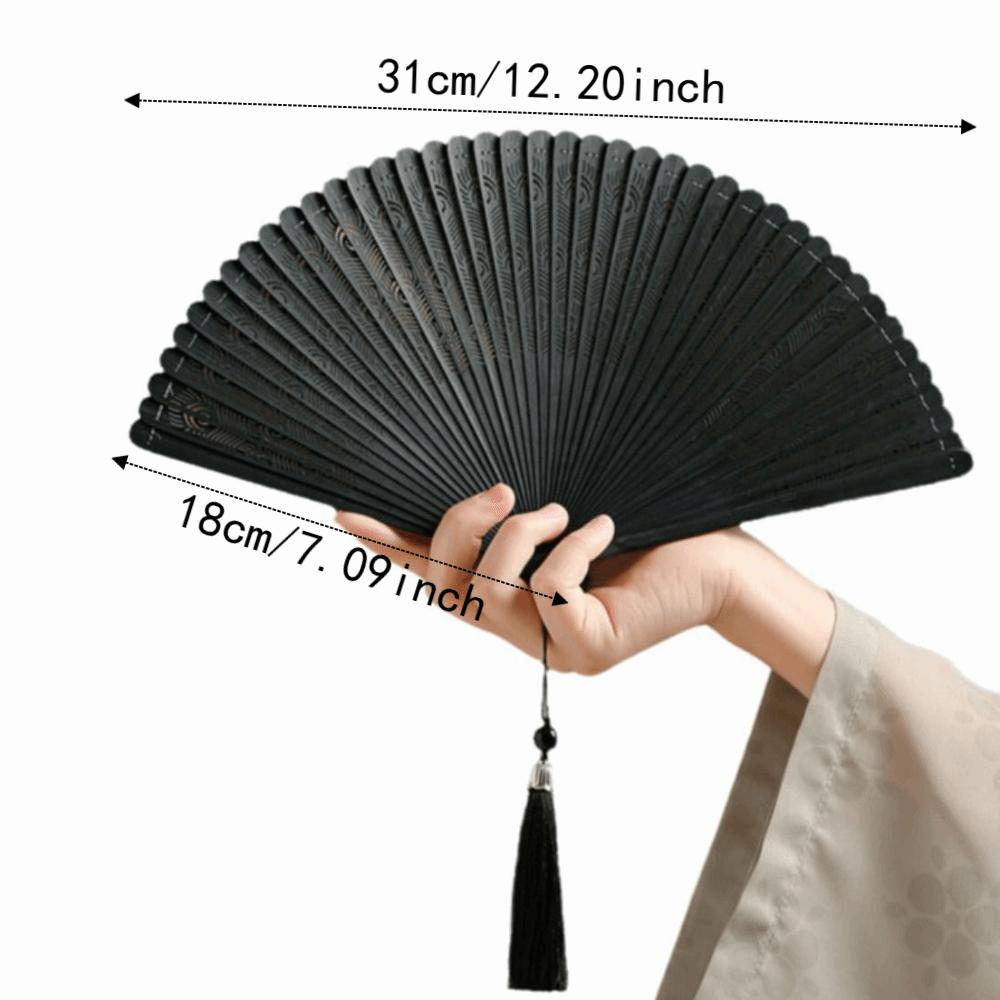 Solid Color Tassel Folding Fan Portable Kimono Fan Fashion Folding Bamboo Fan Hanfu Accessories