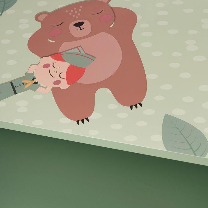 Meuble de Rangement Enfant GINGER HOME FOREST, Armoire avec 2 Tiroirs et Étagère, Design Ours, Bois MDF et Pin, 60x30x75 cm