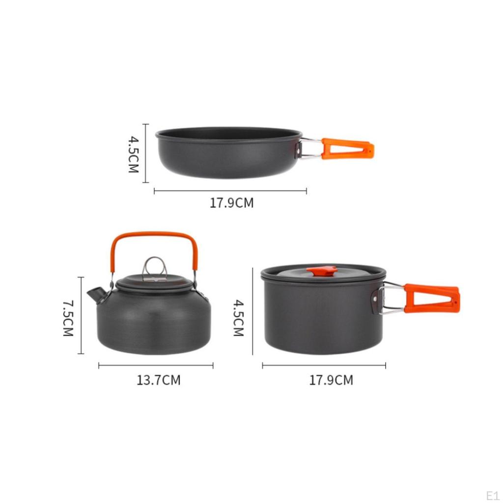 Outdoor Cook Set with Kettle High Temperature Resistant Portable Cooking Nesting Design
