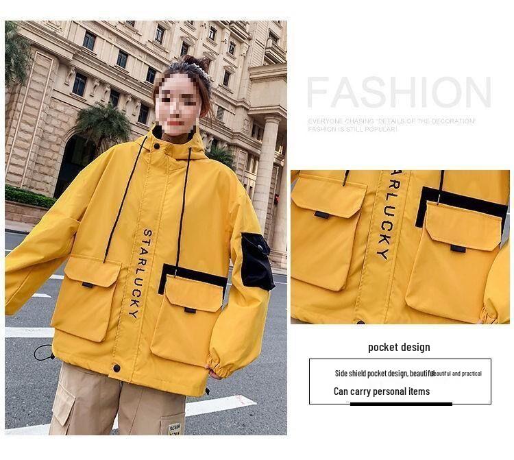 Women's Workwear Jacket - 2023 Spring/Autumn Korean Style, Loose BF Harajuku Hooded Trendy Jacket