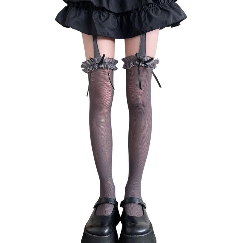 Fishnet Lace Thigh High Stockings For Women Comfortable Cotton Stretchable Socks Elegant Pantyhose Fashion Legwear