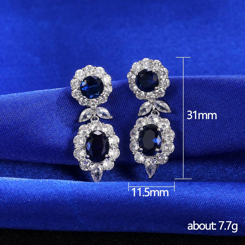 Elegant Sapphire Zircon Earrings – Luxurious New Year Collection for Women