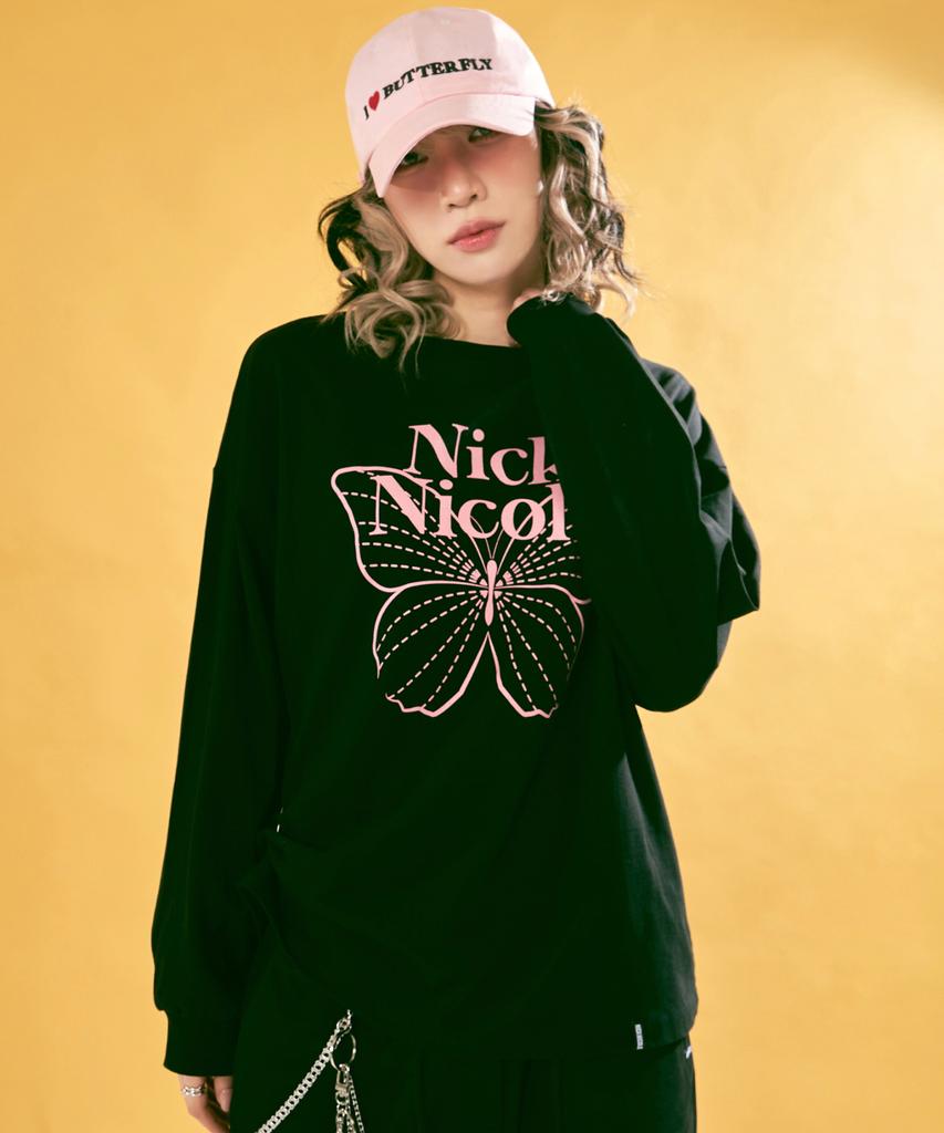 Nigaennikol Butterfly Signature Ls Top_Black Pink