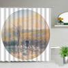 Flower And Dragonfly Scenery Shower Curtains Peacocks Sailboat Sunflower Ocean Oil Painting Landscape Waterproof Cloth Curtain