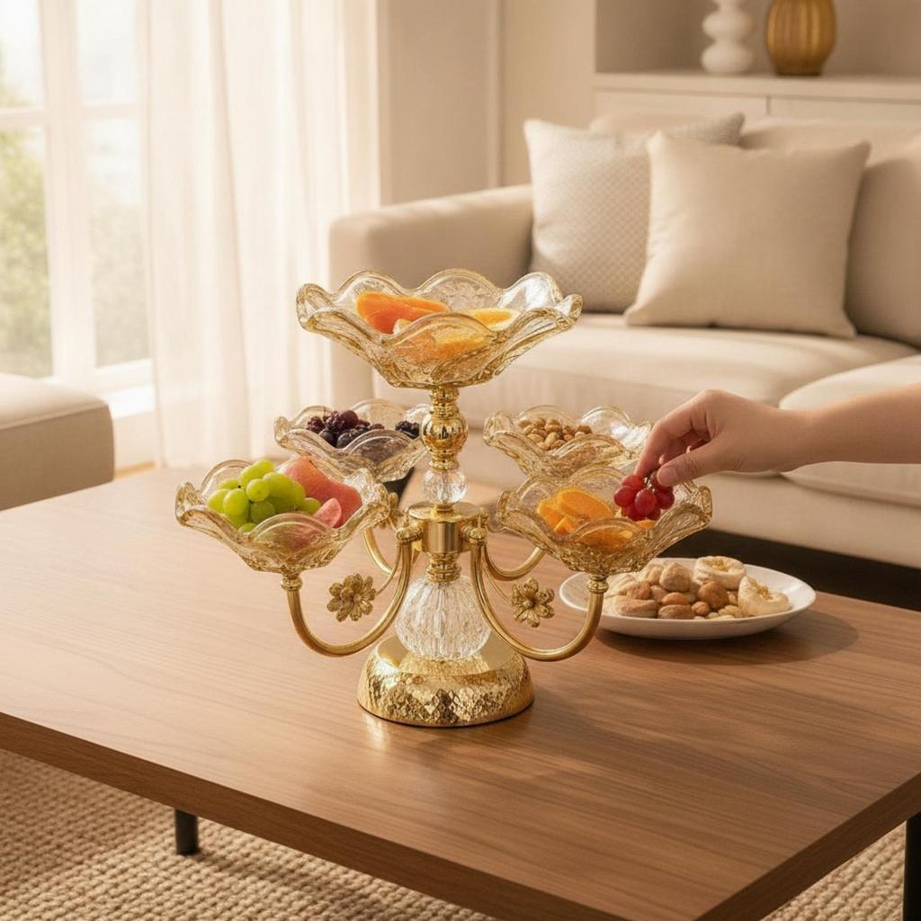 Fruit Bowl with Metal Stand Decorative