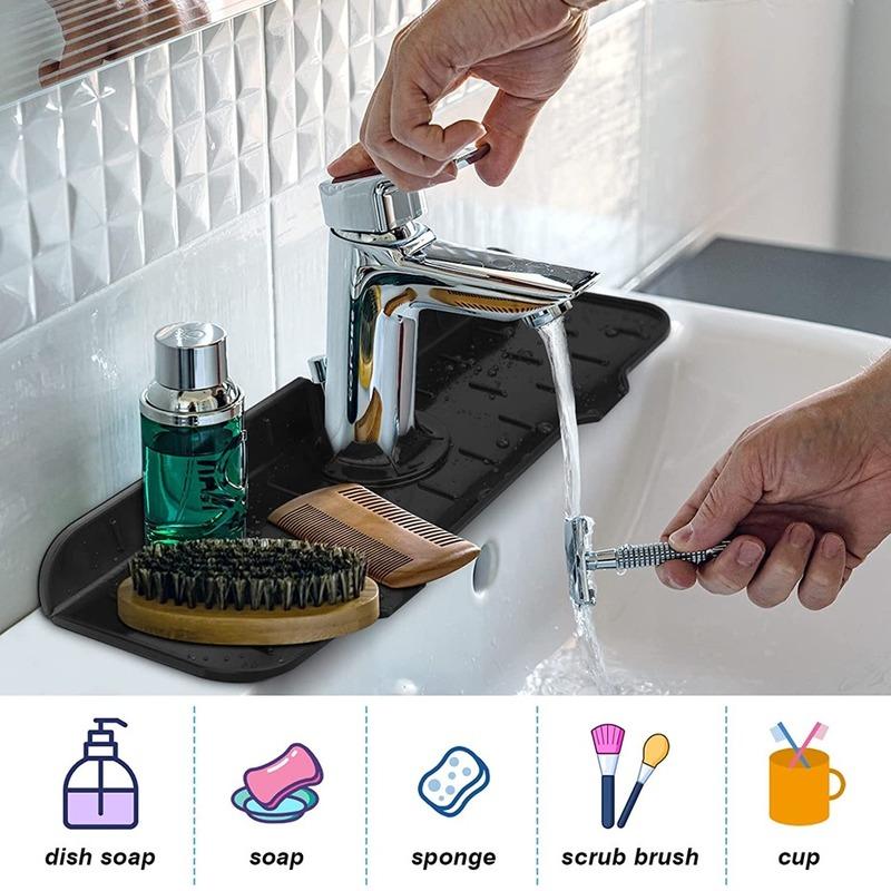 Sink Splash Guard Silicone Faucet Splash Catcher Countertop Protector for Kitchen Bathroom Kitchen Gadgets Sink Accessories
