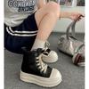 Queen Fan Black Retro Platform High-top Shoes Women's 2025 New Autumn Skirts Versatile Heightening Board Shoes