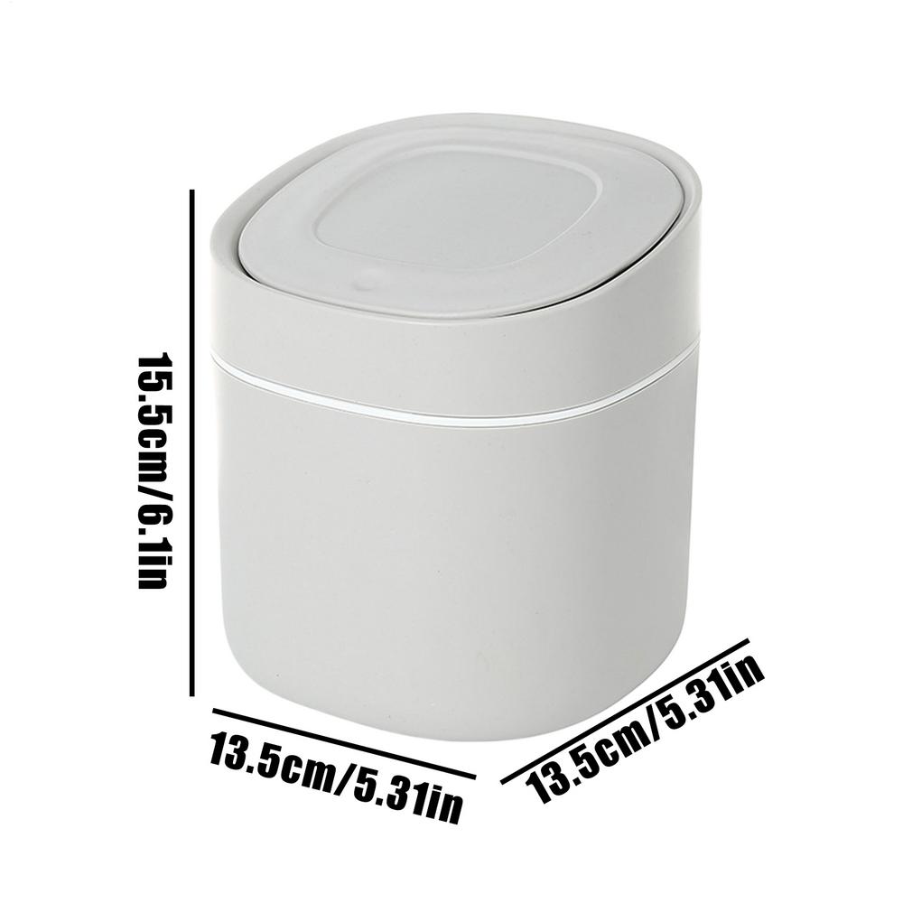 

Trash Bin For Desk Desk Garbage Can With Press Lid Space-Saving Container Household Waste Basket For Study Room Dorm Restroom серый