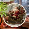 2D Flat Rustic Aluminium Christmas Sign - Navidad Figurine Ornaments with Santa Claus Pattern - Ideal for Front Door, Wall, Porch, Fence Decor