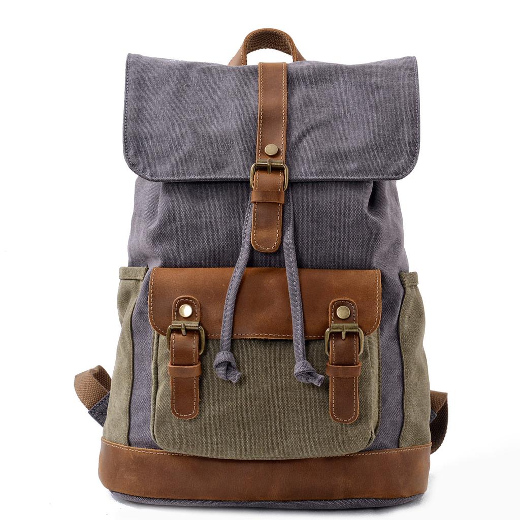 Men'S Vintage Backpack Outdoor Leisure Excursion Backpack Large Capacity Computer Bag Canvas Hiking Hiking Bag