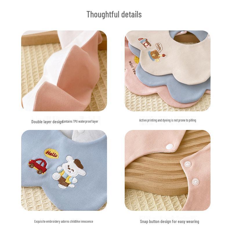 Korean Style Pure Cotton 360° Rotating Bib - Unisex Baby Anti-Spit & Saliva Towel