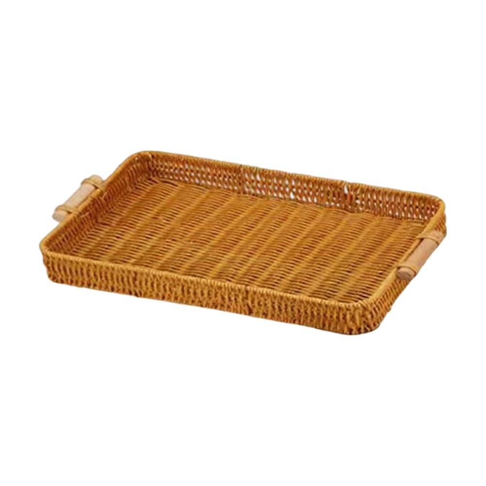 Breakfast Serving Natural Rattan Serving Tray Stylish Rattan Serving Tray Serving Tray Hand-woven Tray Two Handles China Mainland