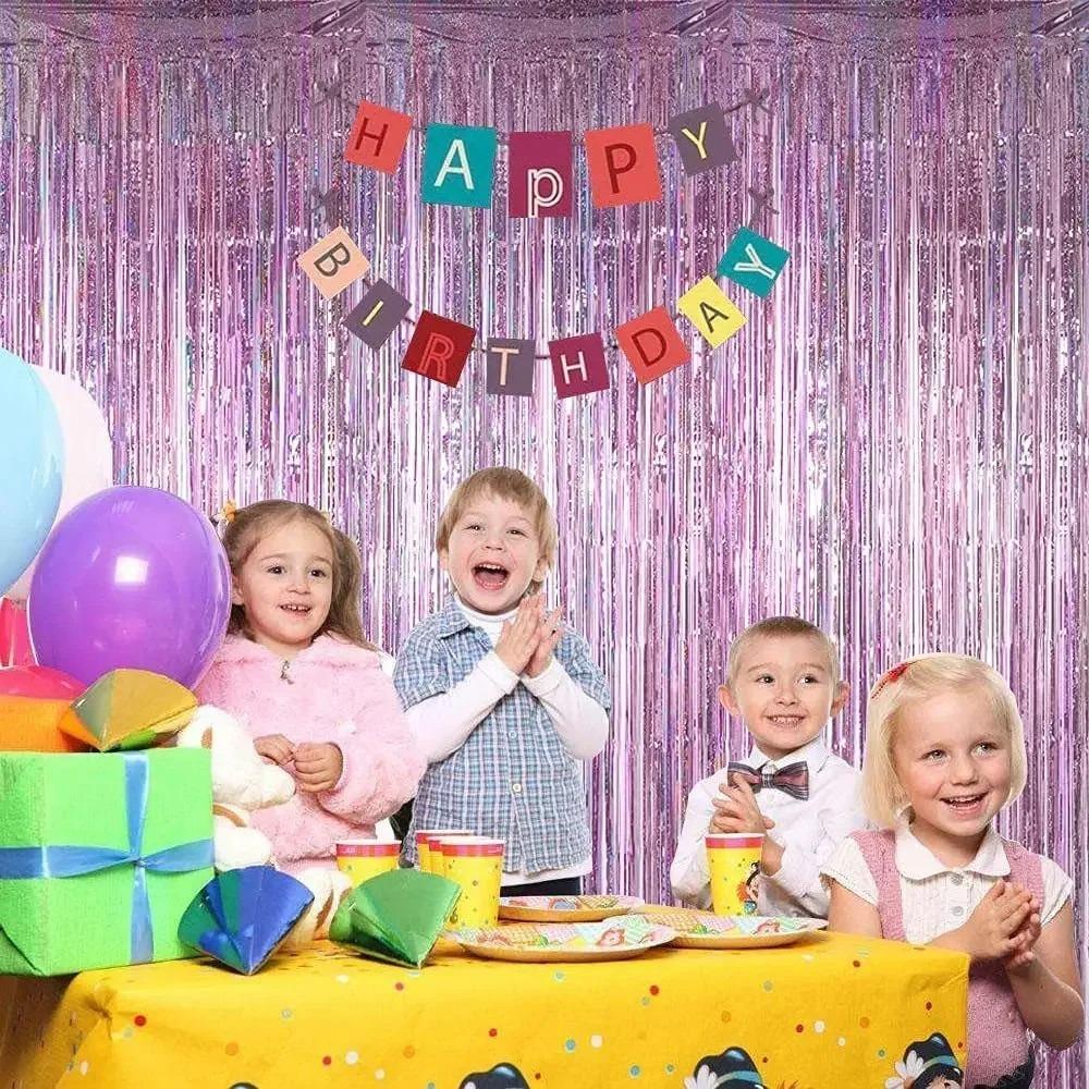 2M Foil Fringe Tinsel Curtain Background Decoration Foil Tassel Curtain Birthday Party