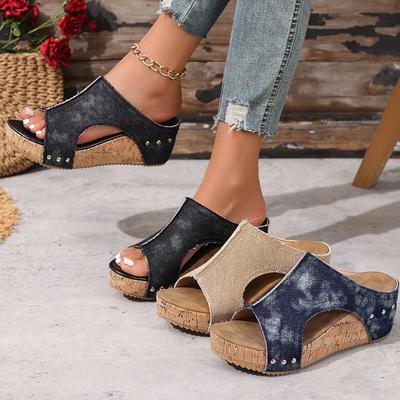 Fashion Women Wedges Slippers New Summer Retro Platform Sandals Women Peep Toe Elegant Slippers Anti-slip Outdoor Shoes Slides Women