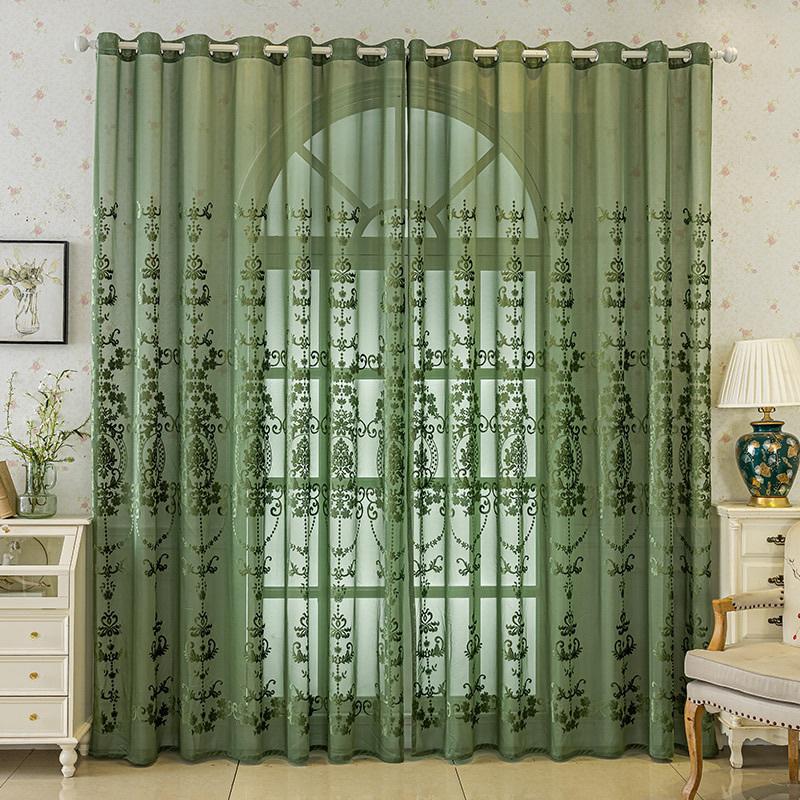 

Богемные французские жаккардовые полупрозрачные шторы с растительным узором, люверсы, современная фактурная ткань, светофильтрация, домашний декор для спальни, гостиной, балкона 150*270CM зелёный