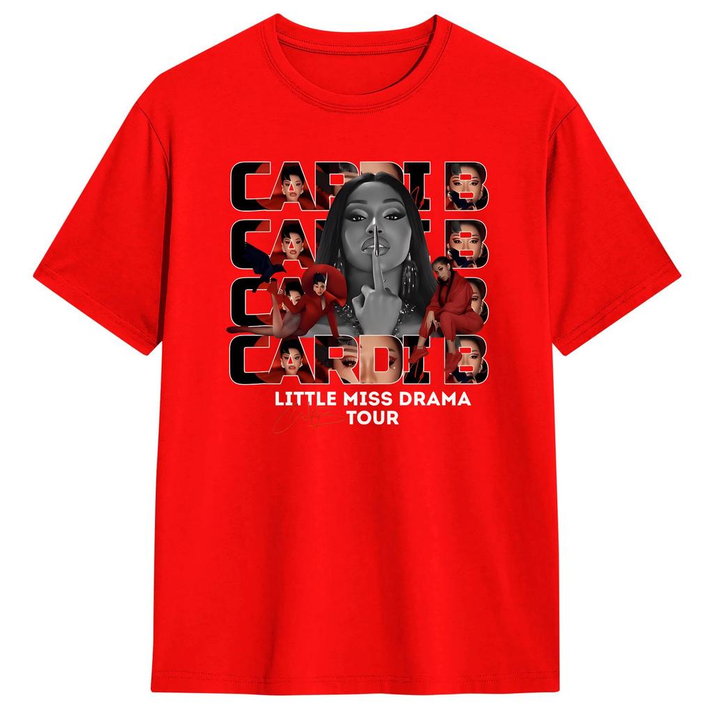 Cardi B Little Miss Drama Tour 2026 T Shirt Summer Funny T Shirts Pure Cotton Trendy Cool Tee Shirt For Unisexs Design Top Tees