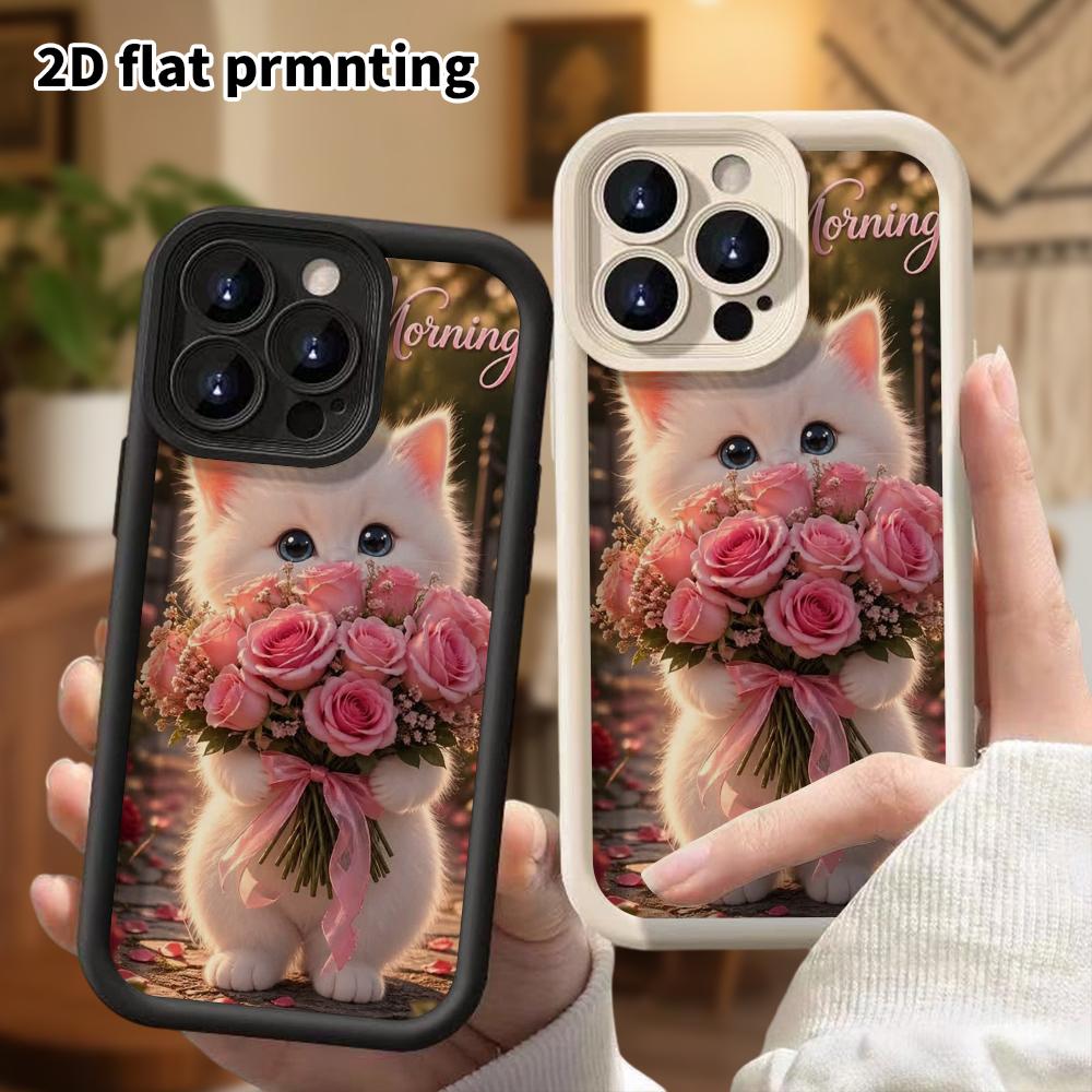 Phone case: 2D flat, suitable for iPhone 18 17 16 15 14 13 Pro protective case, good morning greetings, perfect Christmas and Halloween holiday gift