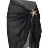 Women Sexy Chiffon Beach Wrap Skirt With Metal Decoration