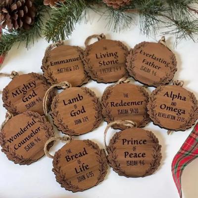 10 Pcs Jesus Wood Christmas Ornament Xmas Tree Hanging Pendant for Christmas