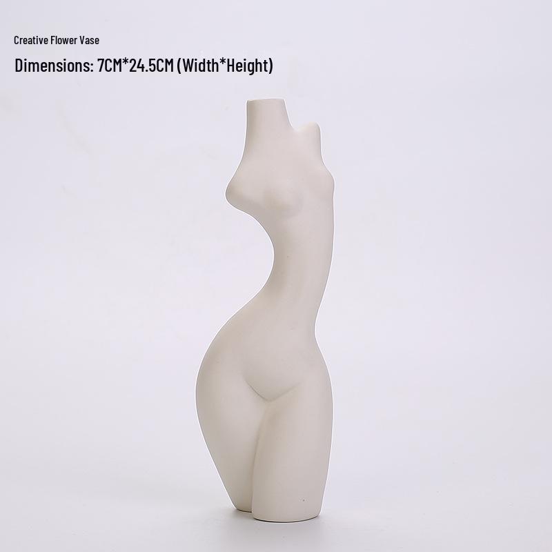 Human Body Shape Ceramic Sculpture Vase - White Decor Art Piece