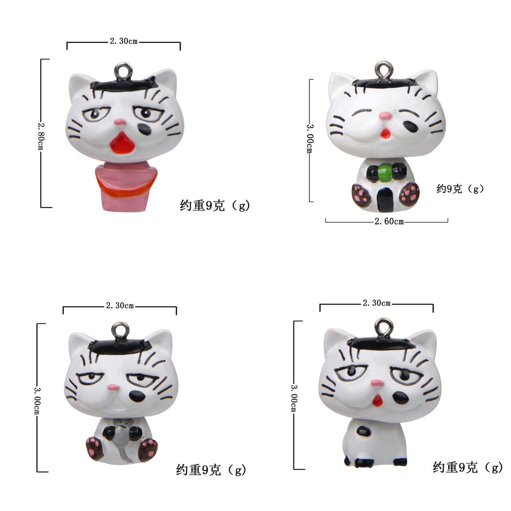 Cat Resin Figurine Keychain With Cartoon Style For Gift Giving And Collection