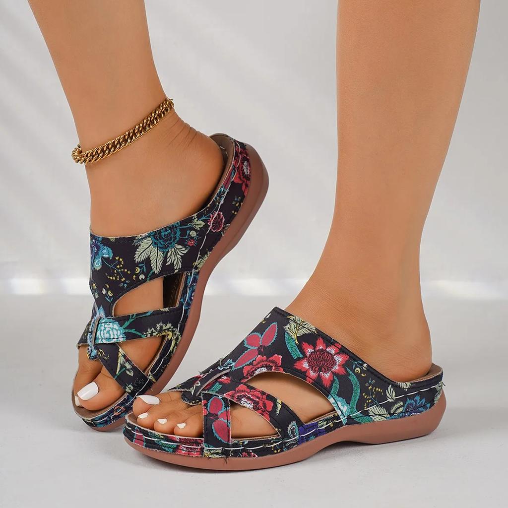 Fashion Women Slippers Casual Buckle Clip Toe Shoes for Women New Summer Print Fashion Sandals Wedges Platform Slippers Slides Women