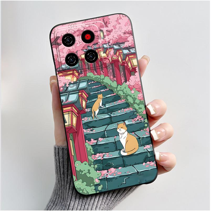 Cute Cartoon Case For ZTE Blade A56 Z2473 Nubia A56 Printing Shell For Blade A56 Pro Protective Cover Soft Silicone Black Casing