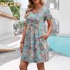 Fashion Summer Spring Short Sleeve V-Neck Casual Dresses
