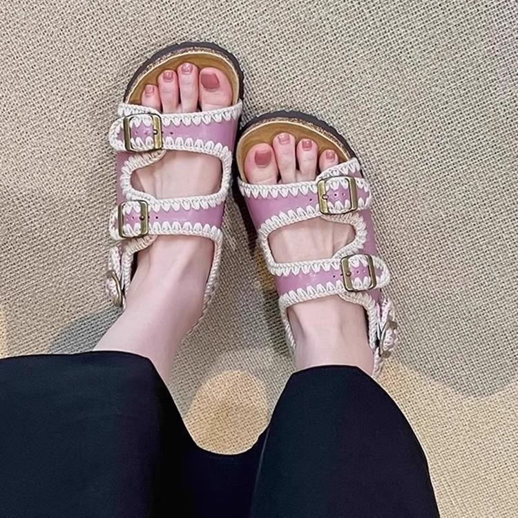Soft Leather Version~ Thick-soled Ethnic Style Boken Shoes for Women In the Summer of 2025, New Models, Not Tired Feet, Soft-soled Maternity Sandals