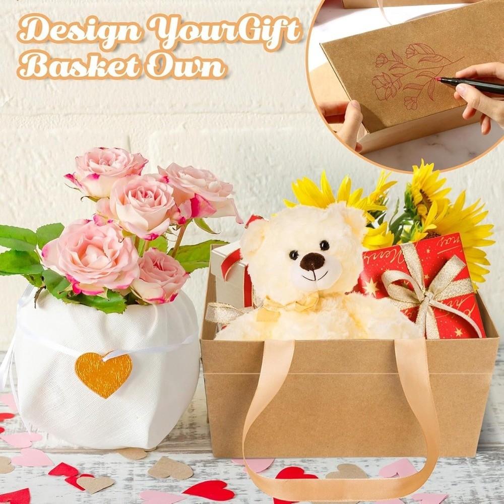 4/8/12/16PCS Kraft Cardboard DIY Gift Basket Waterproof Kraft Paper Handbasket  Party Supplies