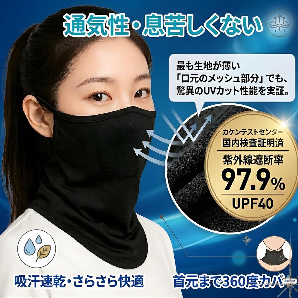 [Coverluck] Face Cover, UV Protection Mask, Set of 2, Sunscreen,