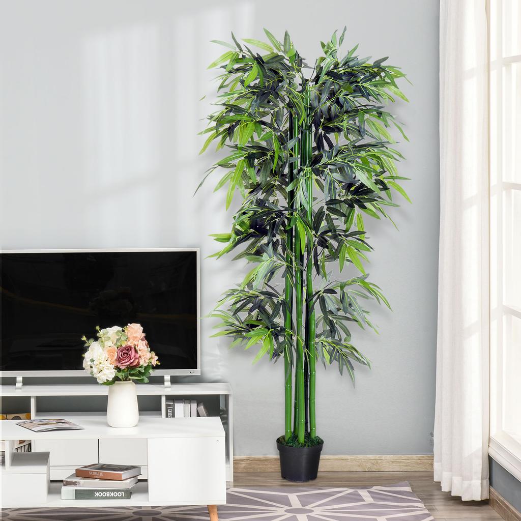 6ft Artificial Bamboo Tree Plant Greenery In A Pot for Home Office Planter 1.8M