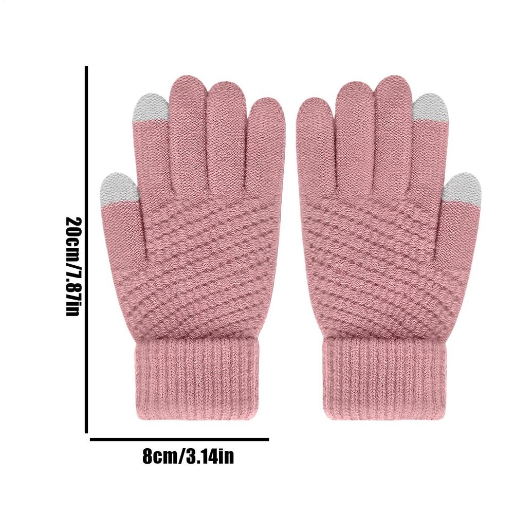 Knitted Touchscreen Gloves Anti Slip  Warm Winter Warm Fingered Gloves Thickened Gloves  for Running Sports Driving Riding