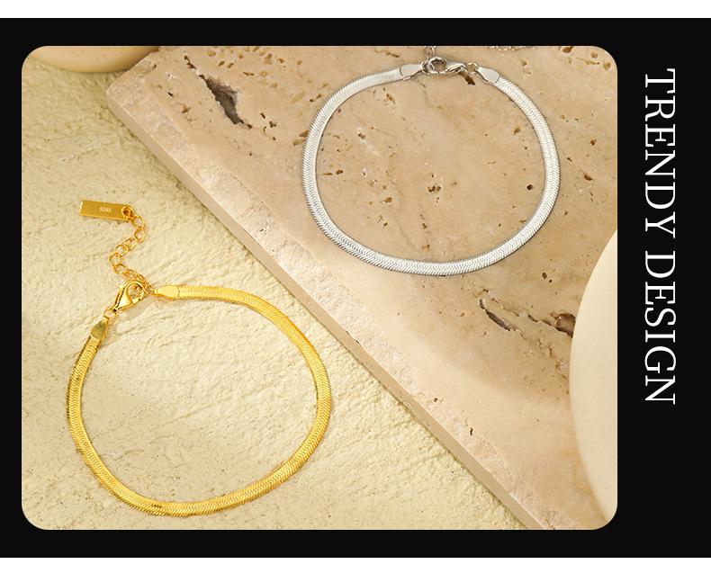 Under the Banyan Tree S925 Sterling Silver Minimalist Snake Bone Bracelet Women's Layered Jewelry