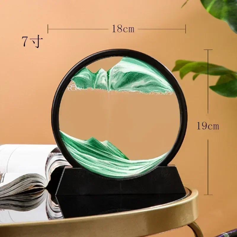 Round Glass Deep Sea Sand Art Picture Dynamic Flowing Sandscape Ornament Creative Quicksand Painting Desktop Decor Craft Piece