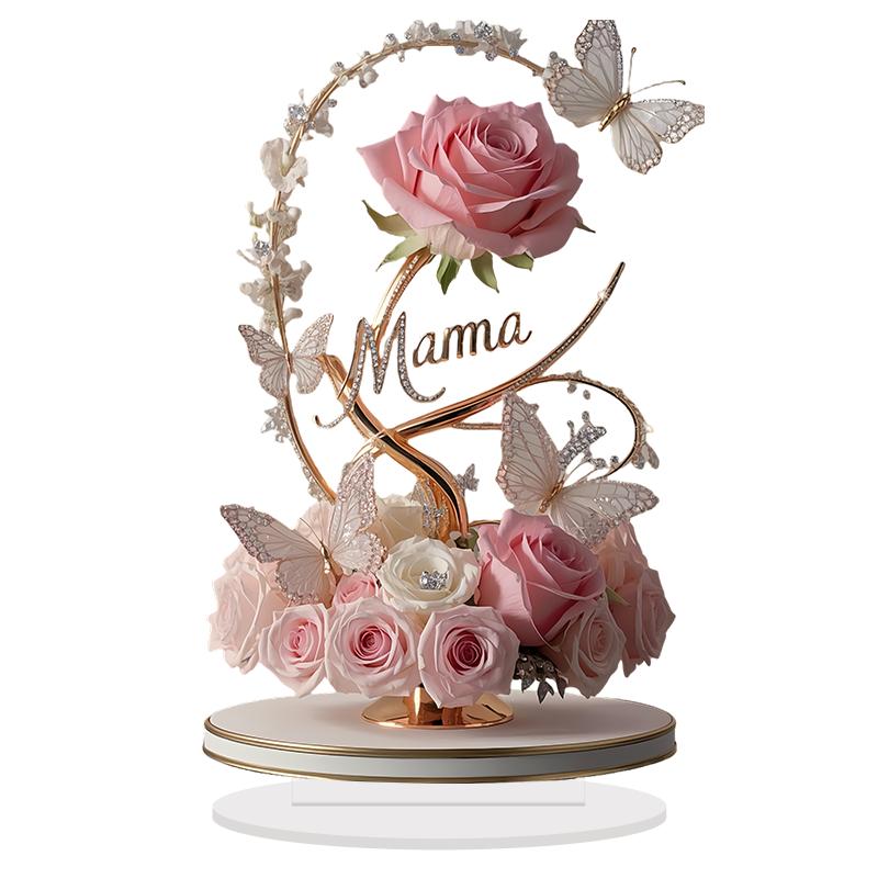

1 штука 2D акриловая композиция букет розовых цветов узор Мама элегантное украшение стола подарок на День матери подарок для мамы