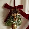 2025 Christmas Bell Pendant Red Velvet Bow Decoration Christmas Tree Decoration Supplies Hanging Door Pendant