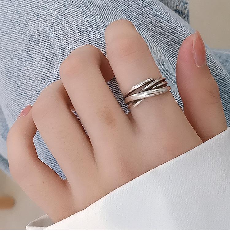 Korean Retro Geometric Cross Adjustable Open Ring for Women Open Adjustable
